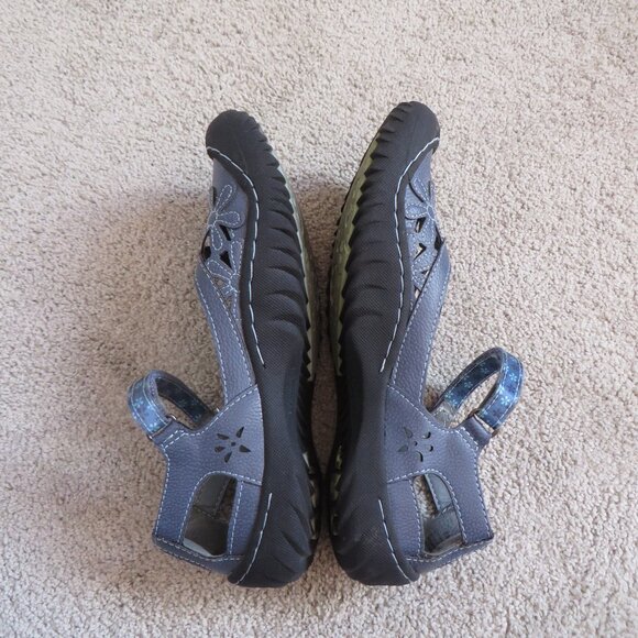 JBU By Jambu Shoes Womens 8M Wildflower Mary Jane Blue Floral Flats Velcro - Picture 7 of 11